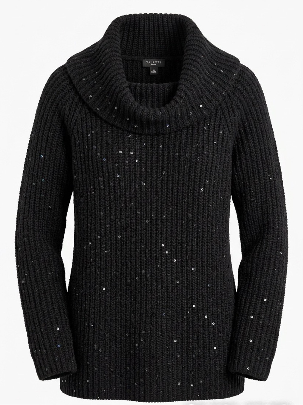 Talbots Black Sequin Sweater Cowl Neck - Size SP (Small Petite)